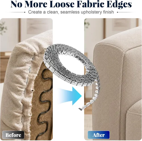 Vista 2 de 20ft Upholstery Metal Flexible Tack Strip for Furniture, Chairs, Sofas – Curve-Ease Grip for Easy Installation