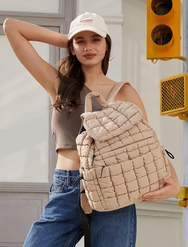 Vista 2 de CLUCI Mochila acolchada acolchada para mujer, mochila ligera e informal para viajes