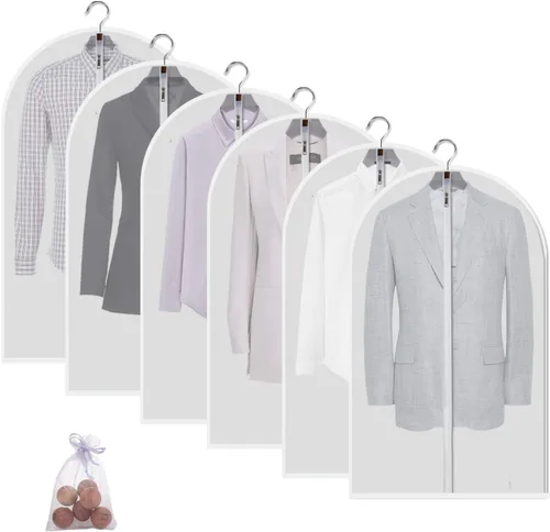 Vista 13 de Fundas de plástico para colgar la ropa (juego de 12) protectores de ropa de armario, funda transparente transpirable con refuerzo de 2 pulgadas