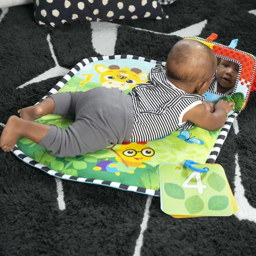 Vista 11 de Baby Einstein Discovery Garden - Alfombrilla y espejo para el tiempo boca abajo, de 0 a 6 meses, multisensorial