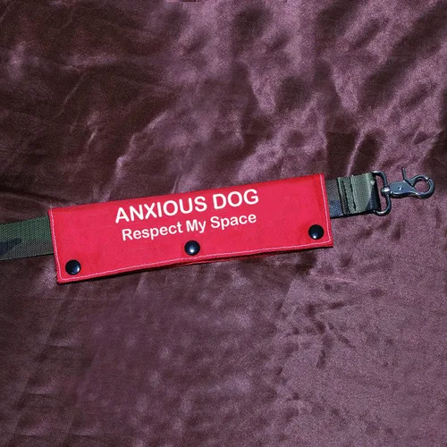 Vista 3 de Divertida correa de perro Anxious Dog Respect My Space - Correa de perro envolvente para alerta colgante con parche de identificación