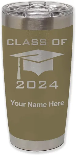 Vista 36 de LaserGram Vaso aislado al vacío de 20 onzas, grado de tapa clase de 2024, 2025, 2026, 2027, 2028, grabado personalizado incluido (negro)
