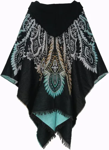 Vista 4 de Uyuni Poncho con volantes estilo chal bohemio para mujer, holgado, vintage