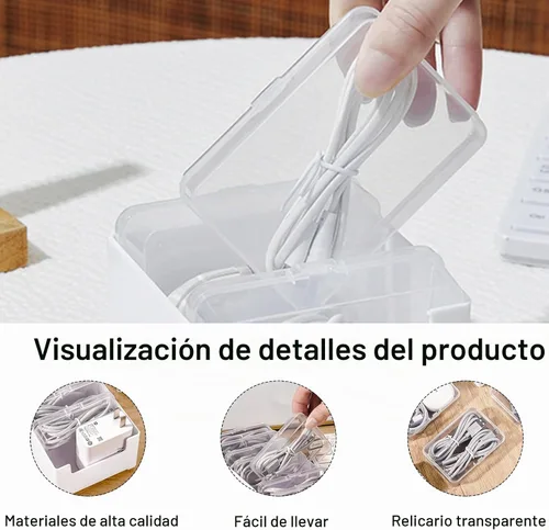 Vista 3 de Caja organizadora de cables con múltiples cajas de almacenamiento de cables de escritorio para cables de carga, accesorios de uso en casa, oficina