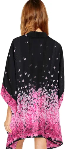 Vista 2 de WEIYAN - Blusa de gasa tipo cárdigan para mujer holgada kimono para la playa