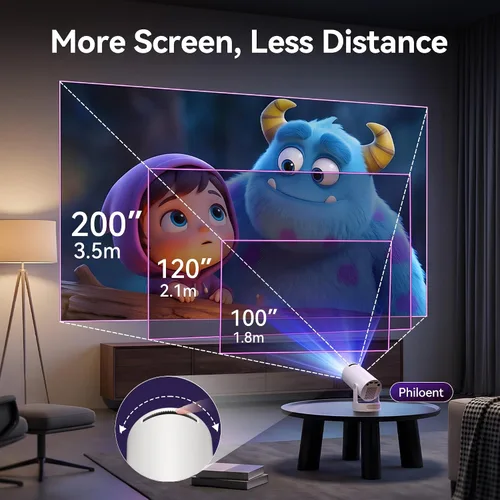 Vista 2 de Mini proyector con WiFi 6 y BT 5.4, aplicaciones integradas 2026 Blanco grisáceo