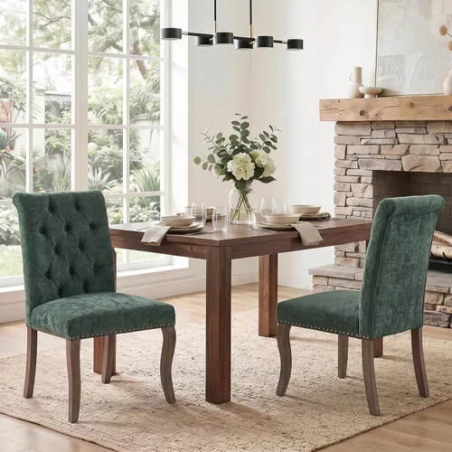 Vista 20 de Accent Dining Chair with Arms,Chenille High Back Kitchen Armchairs,Beige Beige1