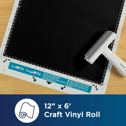 Vista 2 de Brother ScanNCut - Rollo de vinilo adhesivo negro CAVINYLBK de 6 pies