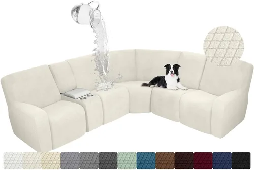 Vista 12 de ALIECOM Funda para Consola Central de Sillón Reclinable, Funda Elástica para Sofá Seccional Reclinable en Forma de L, Funda de Esquinas para Sofá