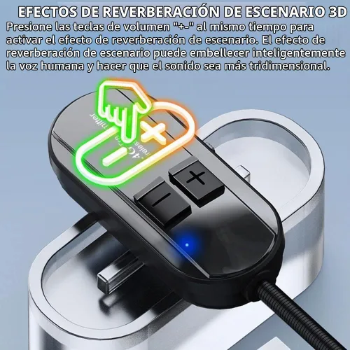 Vista 5 de VOVIGGOL Auriculares de micrófono inalámbrico, 2.4 GHz, rango de 160 pies, carga dual tipo C, efectos de reverberación de etapa 3D, compatibles
