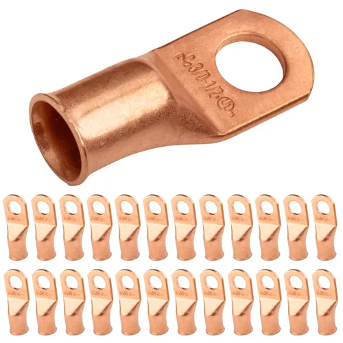 Vista 21 de SELTERM - 5 terminales de anillo resistentes para cable de batería, calibre 1/0 AWG, pernos de 1/2 pulgadas, terminales de calibre 0, ojales