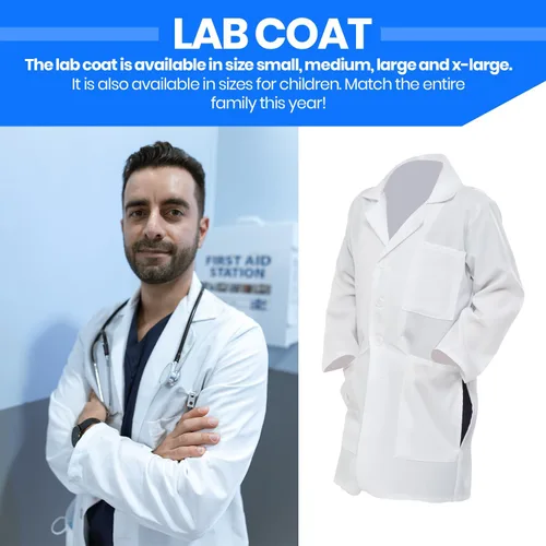 Vista 2 de Dress Up America Abrigo de laboratorio Disfraz de médico blanco para adultos 34 de longitud abrigos de laboratorio ligeros para mujeres y hombres