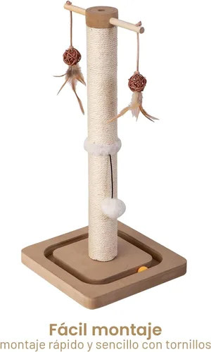 Vista 7 de PEEKAB Poste rascador para gatos de alta calidad, rascadores de sisal con juguetes interactivos de seguimiento, rascador vertical para gatos