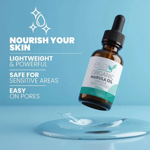 Vista 8 de Eva Naturals Aceite de marula – Aceite prensado en frío 100% puro para cara, cabello, piel y cuerpo – Suero facial ligero y de masaje – Hidratante