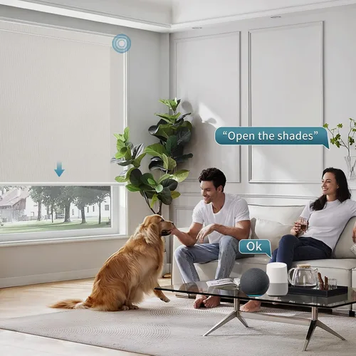 Vista 4 de Cortinas enrollables inteligentes de filtrado de luz motorizadas compatibles con HomeKit, persianas inteligentes para ventanas con 1% de apertura