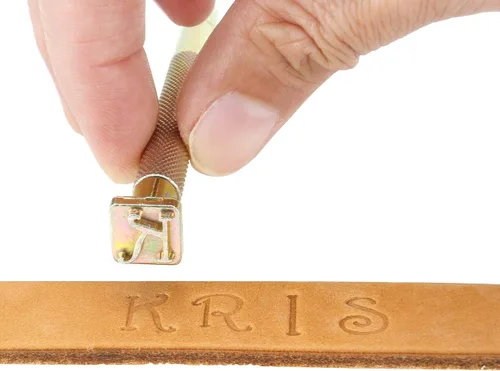Vista 5 de Yoption Juego de 37 herramientas de estampado de cuero, 26 letras del alfabeto y 10 sellos de números, herramienta perforadora de acero de 0.354 in