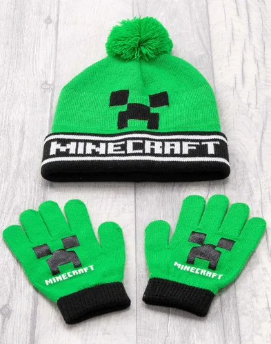 Vista 3 de Minecraft Bobble - Conjunto de guantes y gorro de punto para jugadores, talla única