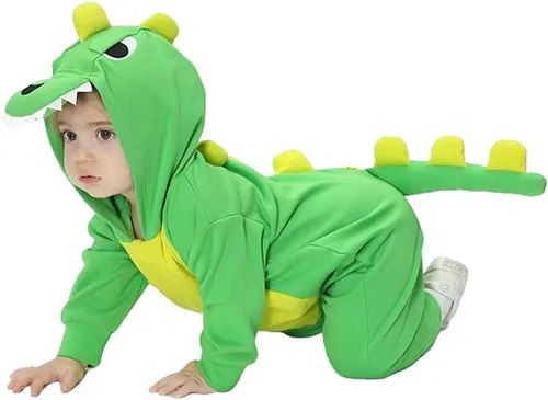 Vista 20 de Mameluco con capucha para recién nacidos, niños y niñas, diseño de dinosaurio de dibujos animados para Halloween