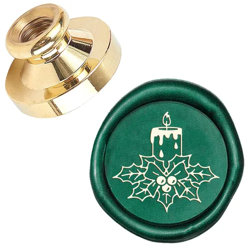 Vista 23 de CRASPIRE Sello de cera de sellado de Feliz Navidad, árbol de Navidad, estrella X'Mas EVE de 0.984 in, sello de cera reemplazable, cabeza de latón