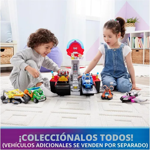 Vista 6 de Paw Patrol: The Mighty Movie, Cuartel General Portaaviones, con Figura de Acción de Chase y Mighty Pups Cruiser, Juguetes para Niños y Niñas de 3+