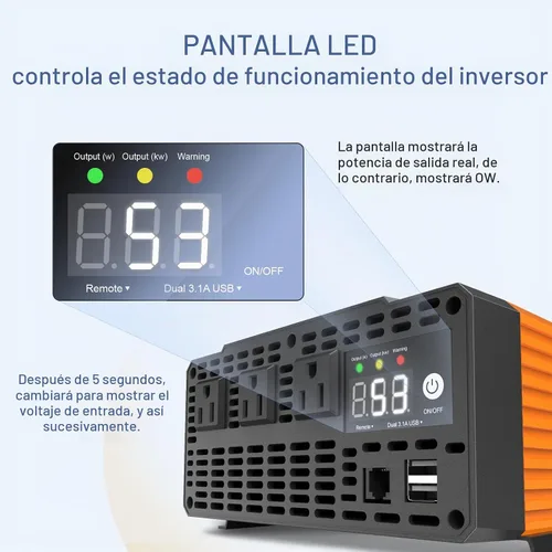 Vista 9 de Ampeak Inversor de potencia de 2000W, 89% de eficiencia,Sobretensión