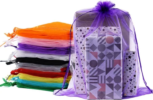 Vista 16 de Meowoo 12 bolsas grandes de organza, bolsas de malla grandes de 12 x 16 pulgadas con cordón, bolsas de regalo de malla con cordón para zapatos