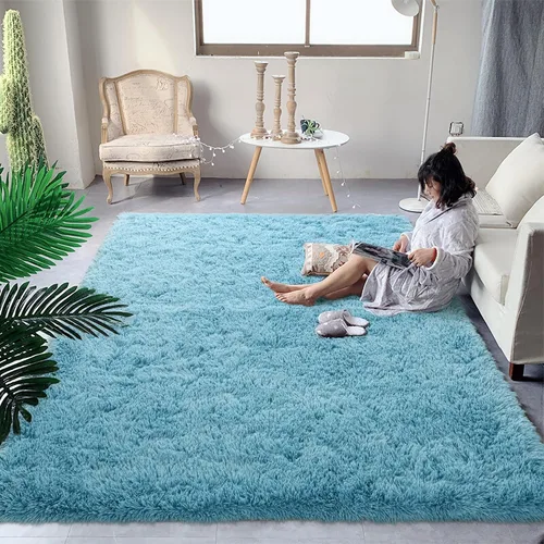 Vista 64 de DweIke Alfombras de pasillo beige esponjosas para dormitorio, 2 x 6 pies, alfombra larga de felpa suave para niñas y niños, antideslizante y lavable
