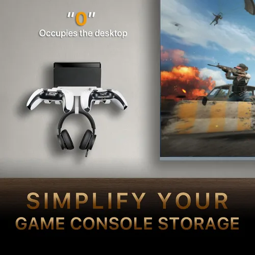 Vista 3 de STORAGBT Wall Mount Stand Bundle for Nintendo Switch, Bracket Holder for Swith & Switch Oled, with Controller Wall Mount, Headphone Holder, Space