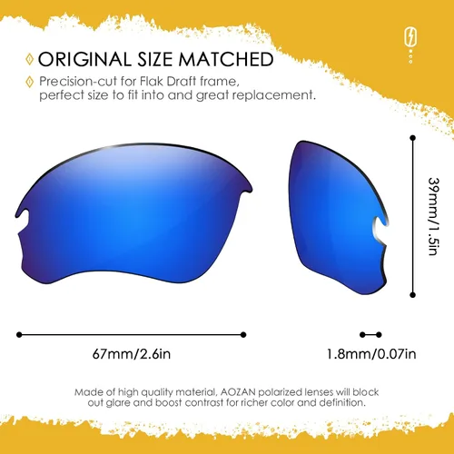Vista 8 de ANSI Z87.1 Replacement Lenses For Oakley Flak Draft OO9364 Sunglass