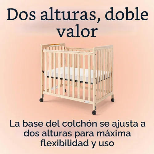 Vista 7 de Foundations SafetyCraft - Cuna de guardería compacta con listones, natural Marrón