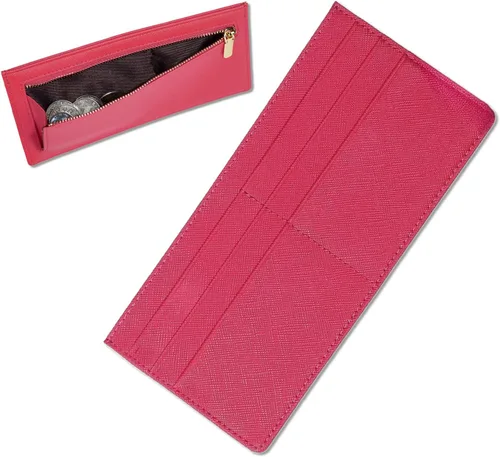 Vista 10 de Cartera Delgada para Tarjetas de Crédito Ultra Delgada Cartera Larga para Tarjetas Bolsillos con Cremallera Estuche para ID Cartera Pequeña Compacta