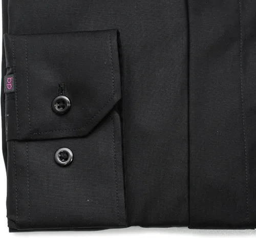 Vista 6 de Camisa Clergy de manga larga sin planchado, ajuste clásico en color negro