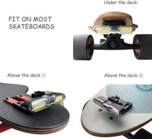 Vista 3 de IWONDER V3.0 - Luces LED recargables por USB para patineta, accesorios de patineta eléctrica superbrillantes (rojo/azul/blanco), luces delanteras