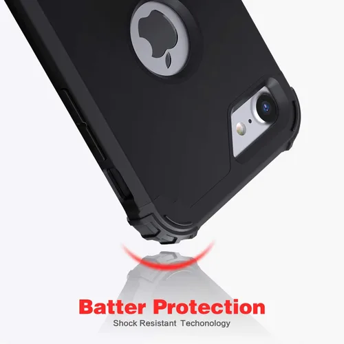 Vista 8 de IDweel Funda para iPhone 8 con Protector de Pantalla de Vidrio Templado, para iPhone 7, 3 en 1, Resistente a Golpes, Delgada, Híbrida, de Servicio