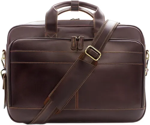 Vista 8 de Jack&Chris Full Grain Leather Briefcase for Men, Business Messenger Bag Laptop Bag Attache Case, Fits 15.6 Inch Laptop