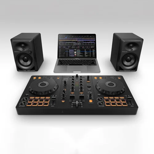 Vista 4 de Pioneer DJ DDJ-FLX4 Controlador de 2 cubiertas y paquete de auriculares Bluetooth DJ HDJ-CUE1BT