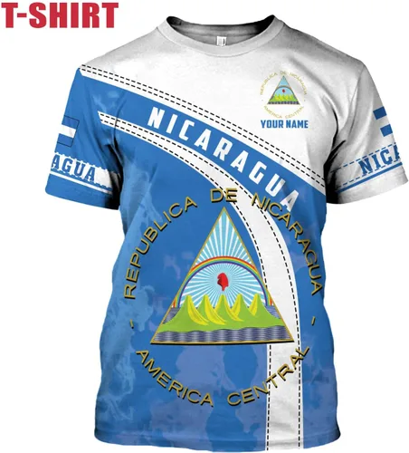 Vista 3 de Paniprints - Camisa personalizada de Nicaragua 3D, camisas con la bandera de Nicaragua, camisetas nicaragüenses, camisetas unisex para hombres