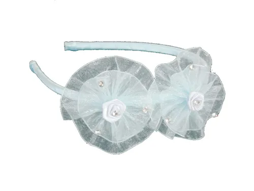 Vista 8 de Cinta de flores de organza y diadema de diamantes de imitación (rojo)