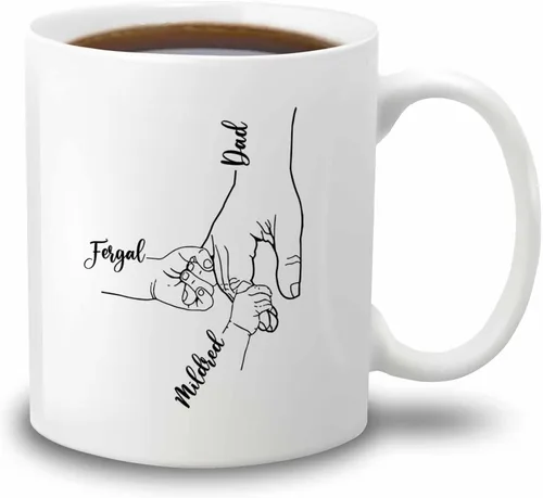Vista 13 de Taza de café de cerámica personalizada para papá, taza de té blanca para feliz cumpleaños, taza de café para papá, taza de viaje con texto/foto