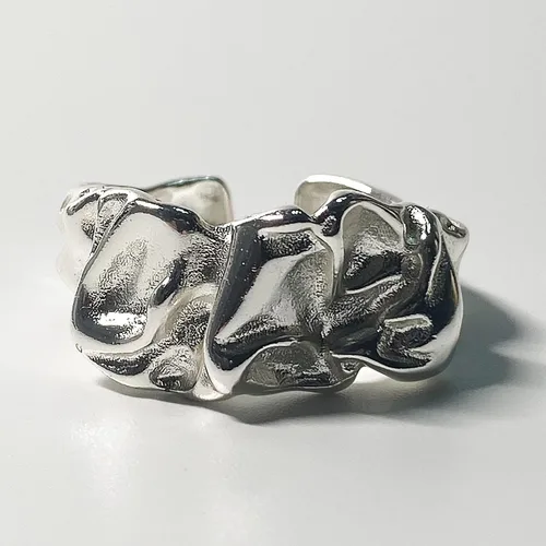 Vista 16 de Anillos de banda ancha de plata de ley 925 vintage hechos a mano para mujeres/hombres, anillo ajustable para el pulgar