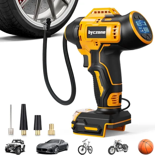 Vista 8 de Inflador de neumáticos compatible con batería MILWAUKEE de 18 V máximo, compresor de aire inalámbrico de 160 PSI con medidor de presión digital LCD