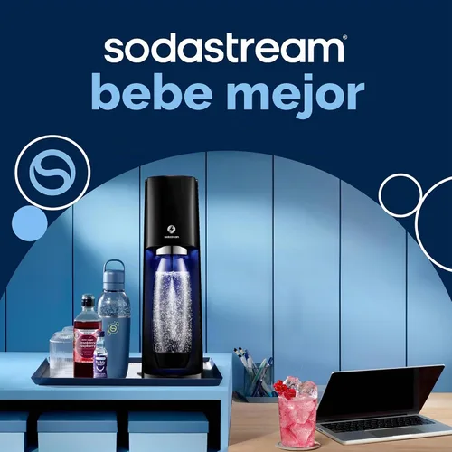Vista 2 de SodaStream - E-TERRA - Máquina de soda PAQUETE DE VALOR 3 niveles automáticos de carbonatación Incluye 2 cilindros de CO2, 3 botellas aptas