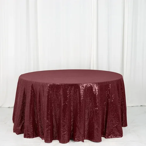 Vista 6 de Efavormart - Mantel redondo de lentejuelas brillantes de 120 pulgadas para banquetes de boda, fiesta, decoración del hogar