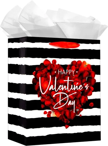 Vista 13 de WaaHome Bolsa de regalo para el día del padre para papá, con papel de seda y asa, 13 x 10.5 x 5.8 pulgadas, bolsa de regalo grande azul para el día