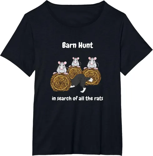 Vista 20 de Funny Barn Hunt - En busca de las ratas con Border Collie Camiseta, Negro