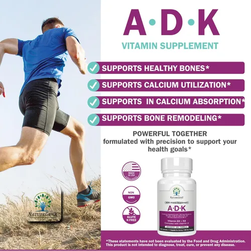 Vista 8 de NatureGenX ADK Suplemento vitamínico de 5000 UI – Vitaminas A, D3 y K2 de alta potencia para la salud ósea y absorción de calcio Suplemento