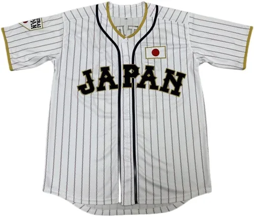Vista 2 de ZXCVB Camiseta de béisbol japonesa de manga corta para hombre, color negro y blanco, con costuras S-XXXL