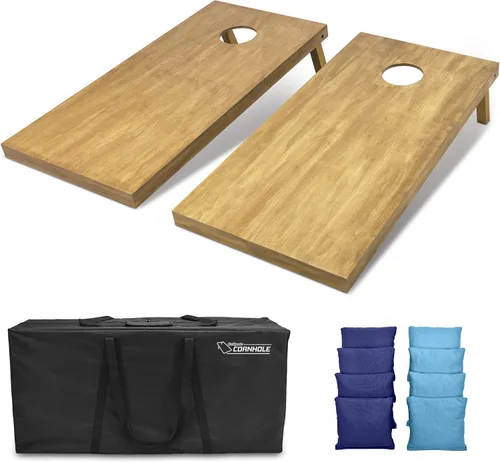 Vista 18 de GoSports 4 ft x 2 ft Regulation Size Wooden Cornhole Boards Set with Light Brown Finish - Includes Carrying Case and Bean Bags Negro- gris