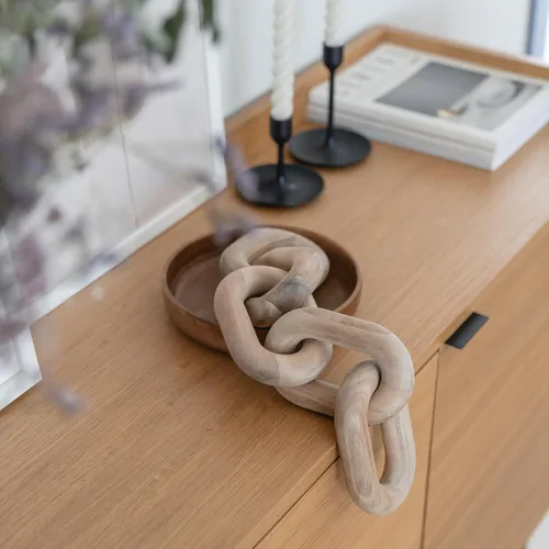 Vista 6 de PEAKOLY Artículos de decoración para estantes de libros, decoración de eslabones de cadena de madera de acacia, accesorios de mesa de café
