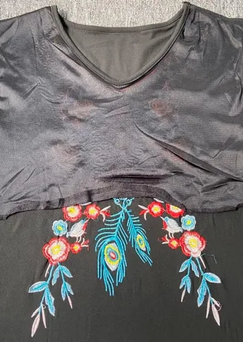 Vista 4 de Melliflo Camisetas mexicanas de manga corta para mujer, bordadas florales, sueltas, estilo étnico, camisetas bohemias